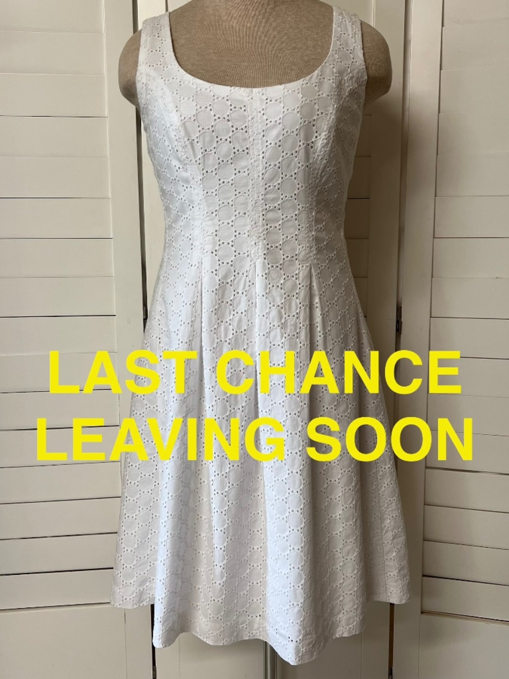 Pappagallo White Eyelet Fit and Flair Dress Size 10